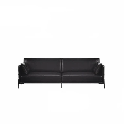 Svart läder Loveseat soffa